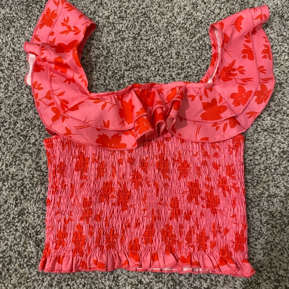 Tops - Floral Pink and Red Women's Top